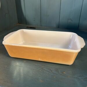 Anchor Hocking “Fire King” White and Peach Bakeware Loaf Pan